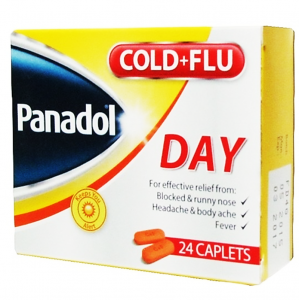 Panadol Cold + Flu Day ( Paracetamol 500 mg + Caffeine 25 mg + Phenylephrine 5 mg ) 24 caplets